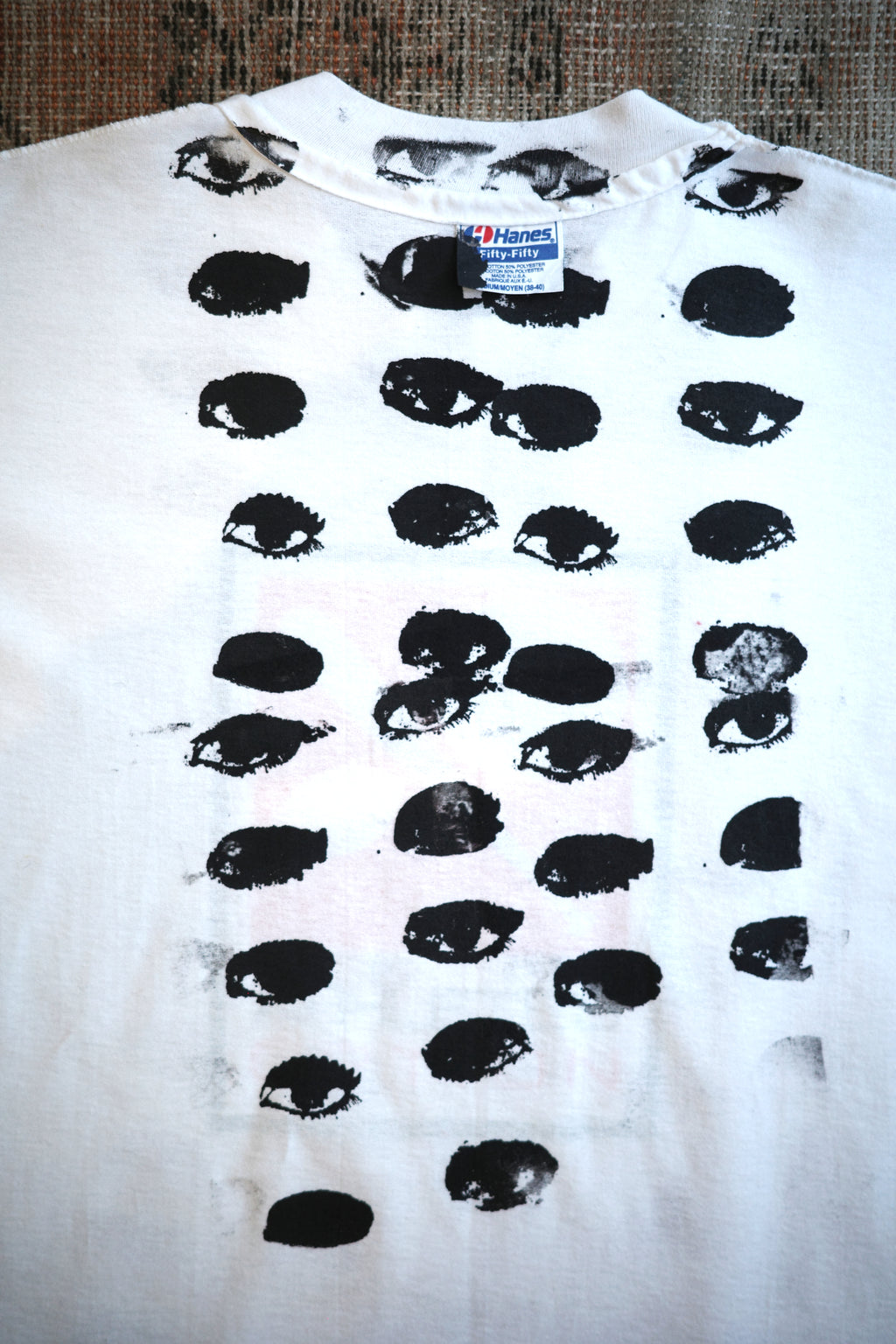 90s  inside out hand screen printed T-shirt 123