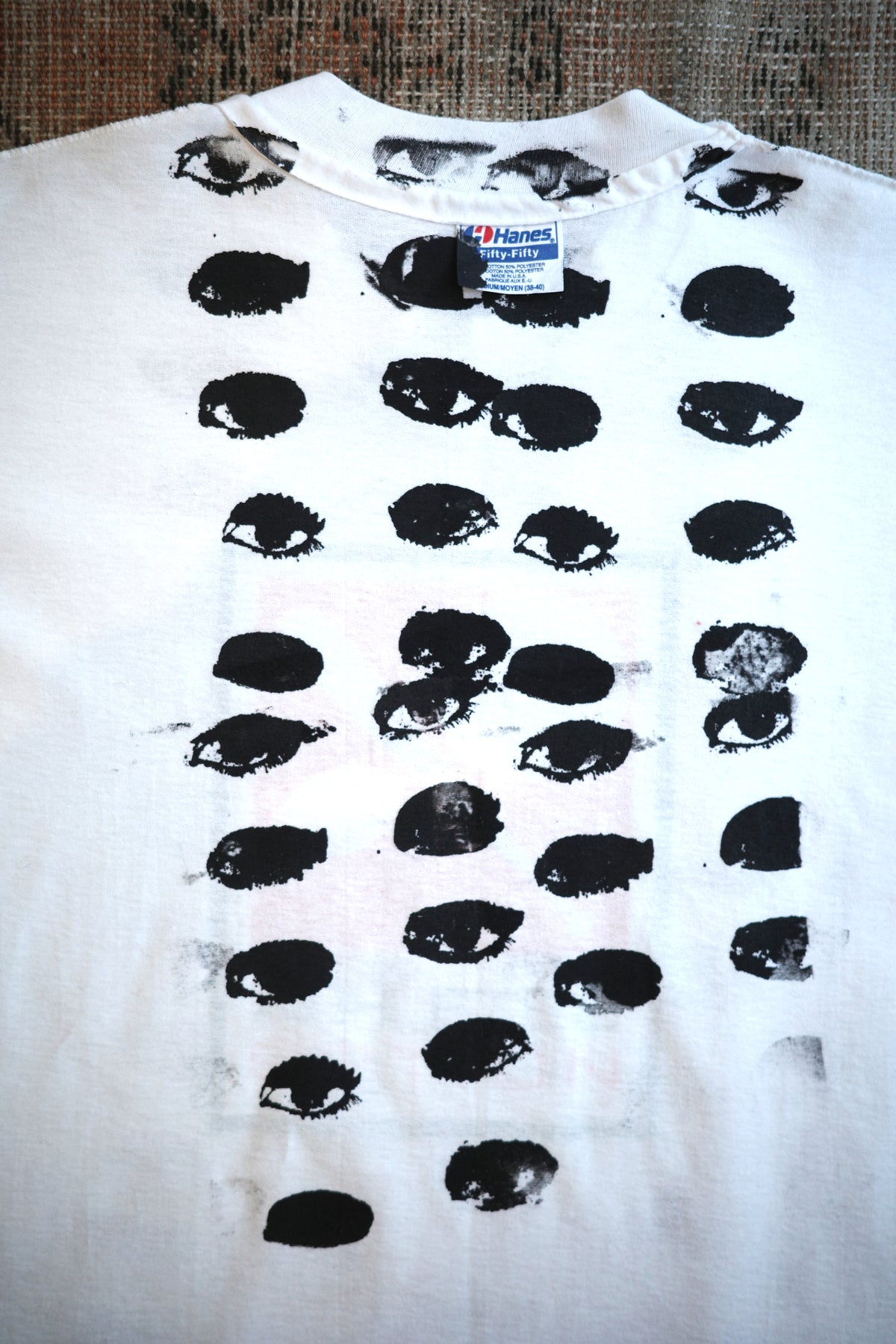 90s  inside out hand screen printed T-shirt 123
